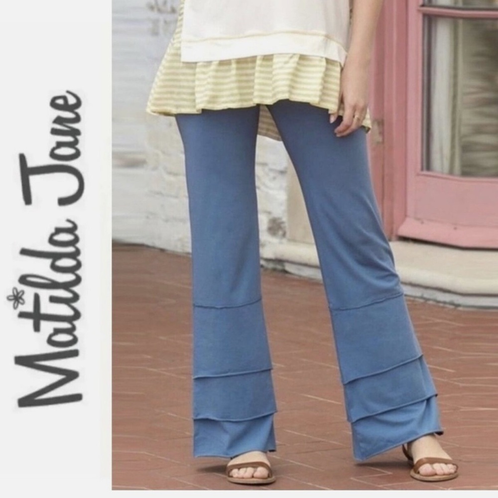 Matilda Jane Tiered Finn Pants Womens Size Medium Full Length Stretch Pull On